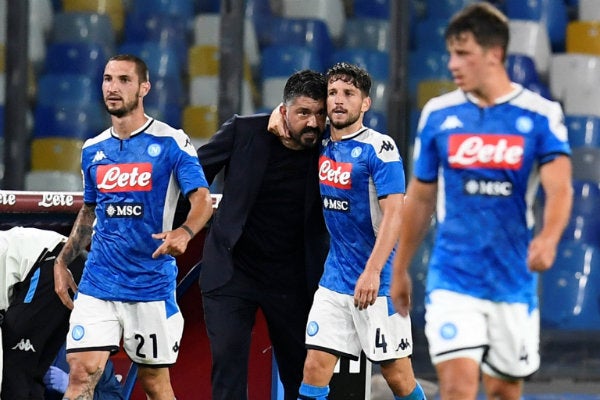 Mertens y Gattuso celebrando