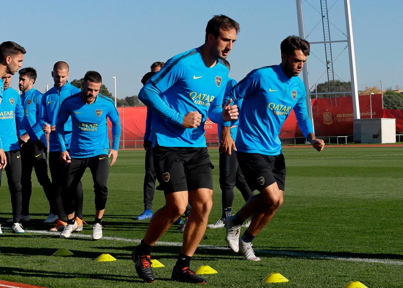 El argentino entrenando con Boca Juniors