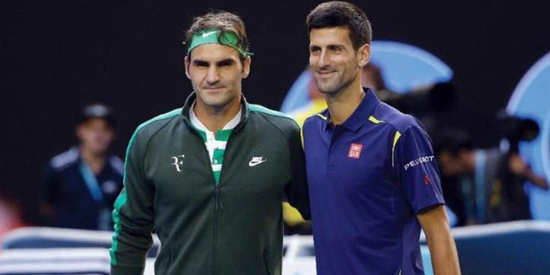 Novak Djokovic y Roger Federer previo a una Final 