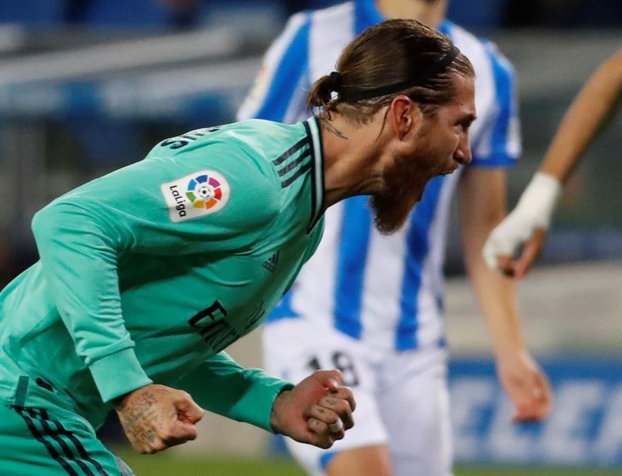 Ramos celebra su gol de penal 