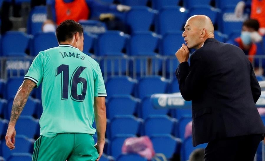 James hablando con Zidane 