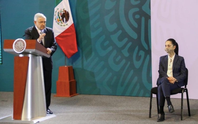 Claudia Sheinbaum en la conferencia del Presidente AMLO