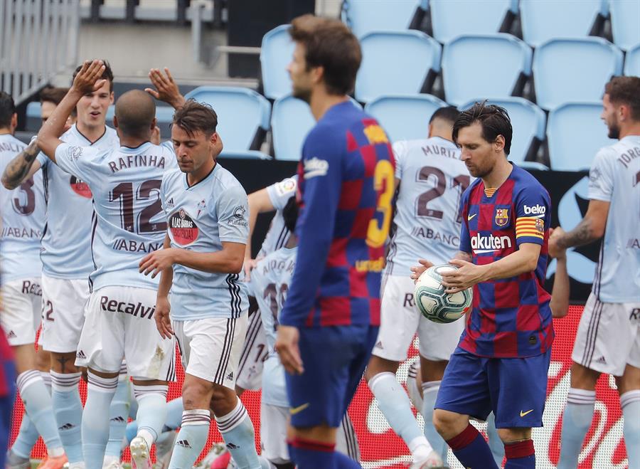 Messi se lamenta tras empate del Celta 