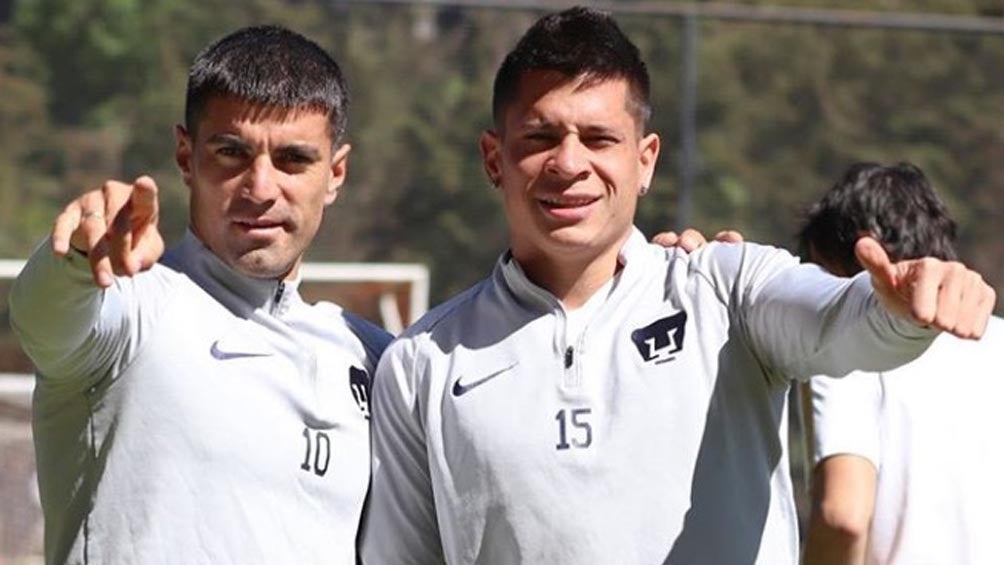 Malcorra e Iturbe en un entrenamiento de Pumas