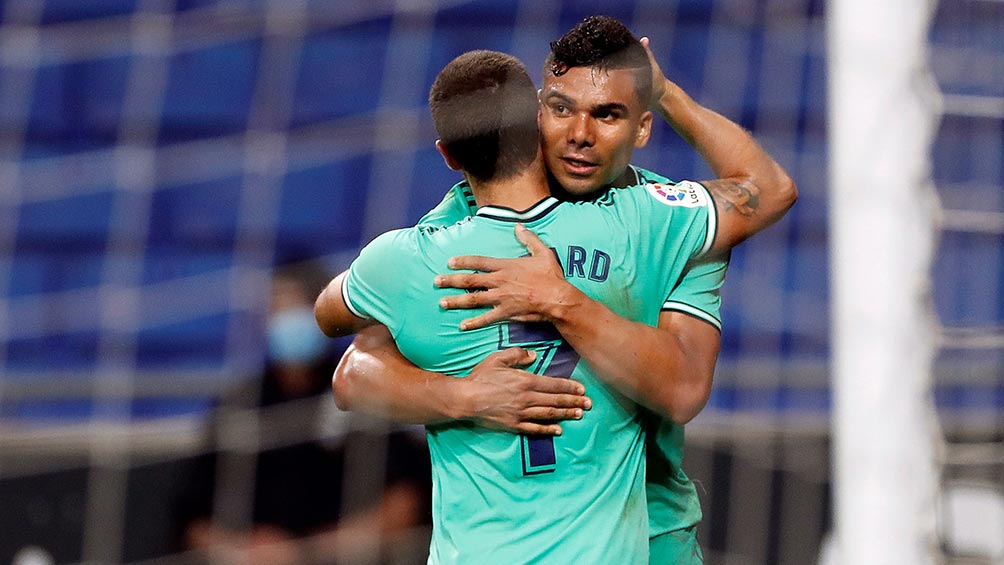 Casemiro festeja gol con Real Madrid 