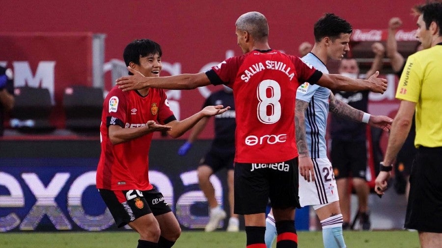 Jugadores de Mallorca celebrando un gol ante Celta