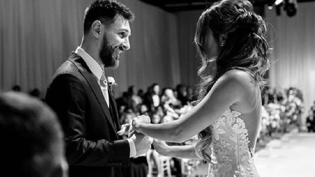 Lionel Messi y Antonela Roccuzzo en su boda