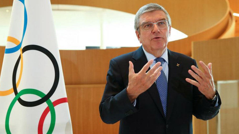 Thomas Bach durante un evento en Suiza