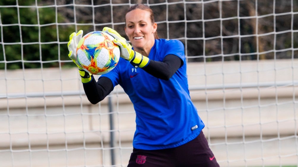 Pamela Tajonar durante un entrenamiento con Barcelona Femenil