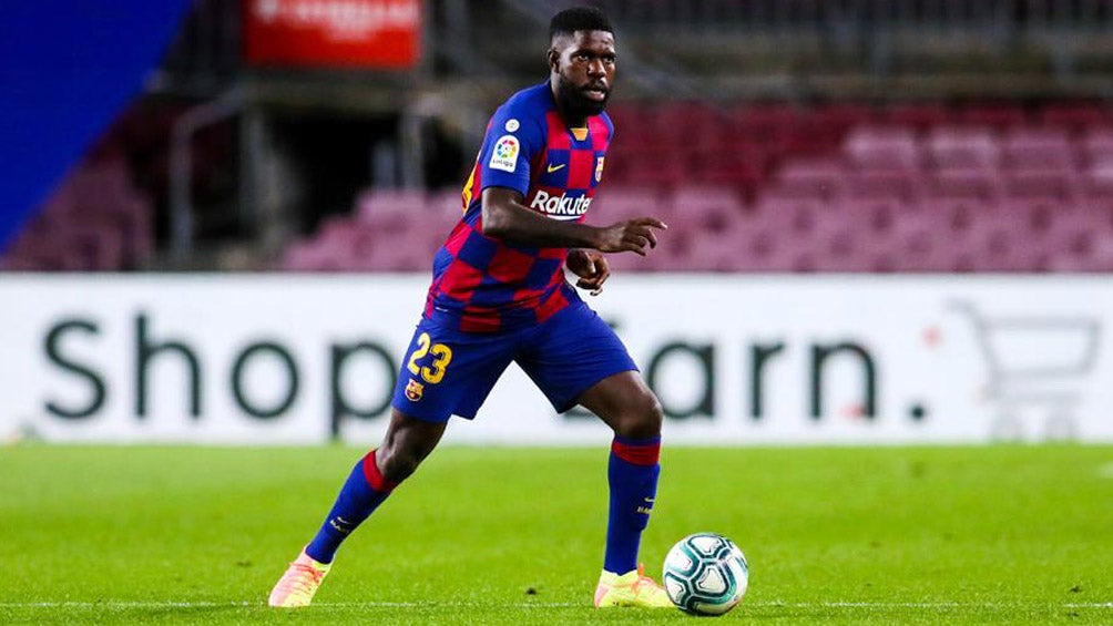 Samuel Umtiti durante un partido con el Barcelona en LaLiga