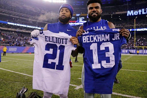 Ezekiel Elliott y Odell Beckham intercambian jerseys