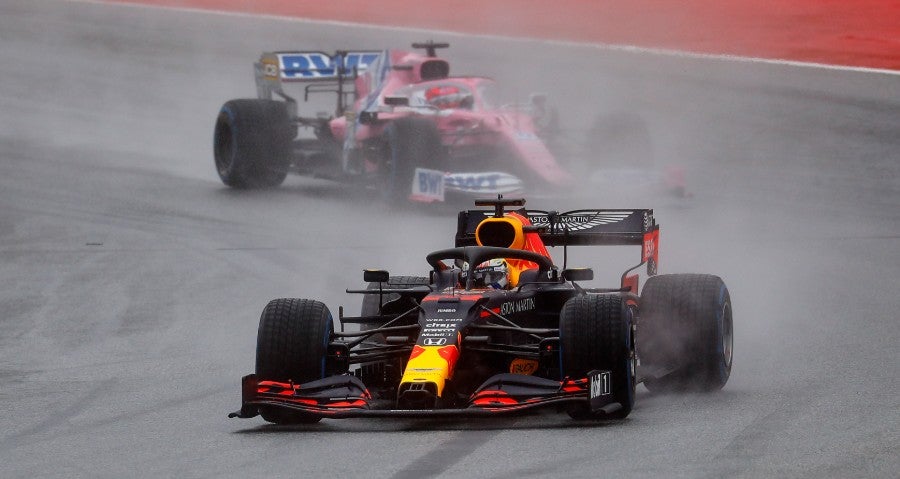 Pérez (rosa) en el Red Bull Ring