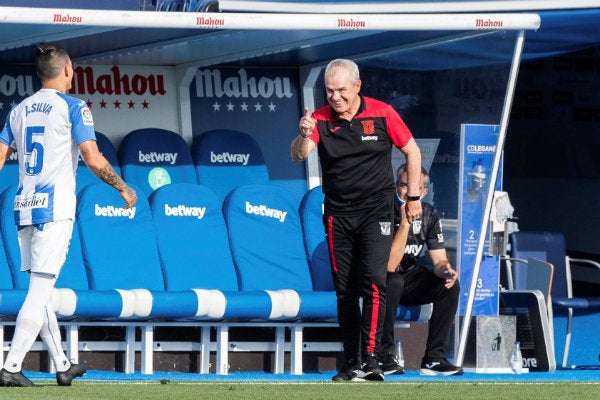 Javier Aguirre celebra el gol del Leganés