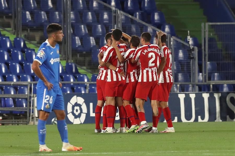 Atlético celebrando su triunfo 