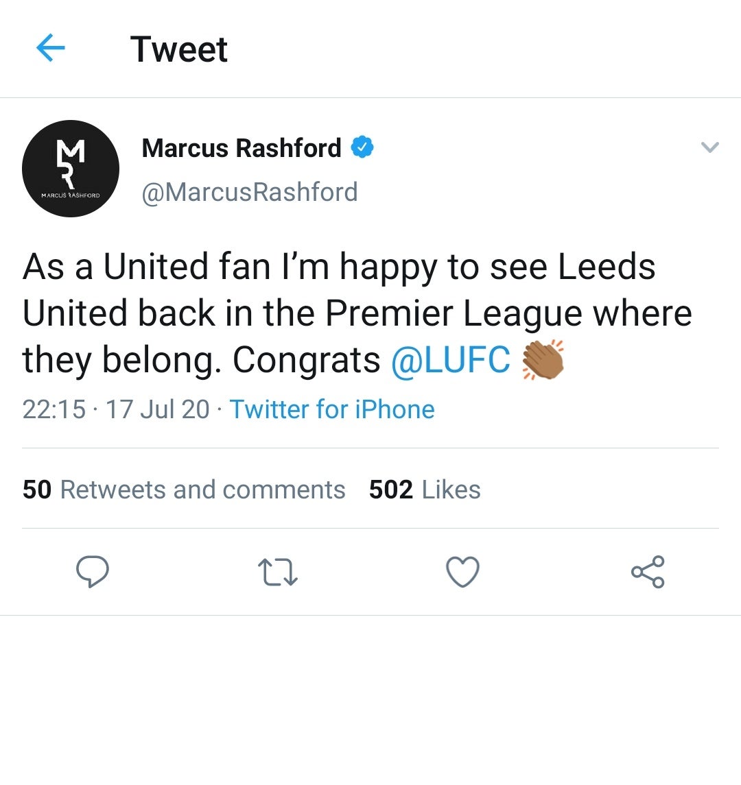 Rashford en Twitter