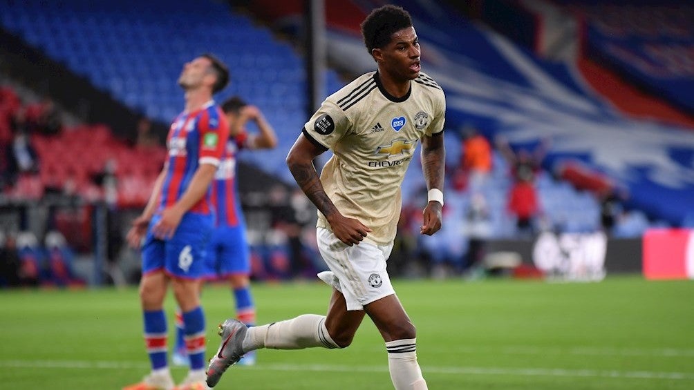 Marcus Rashford durante un partido con el Manchester United