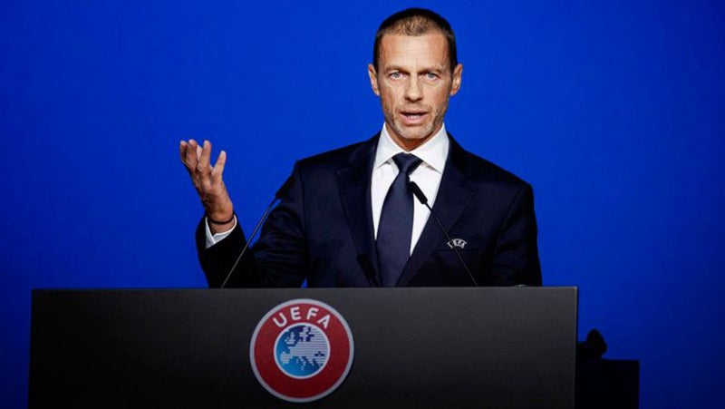 Aleksander Ceferin durante una conferencia de prensa de UEFA 