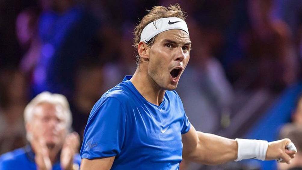 Rafael Nadal durante un partido de Copa Laver 