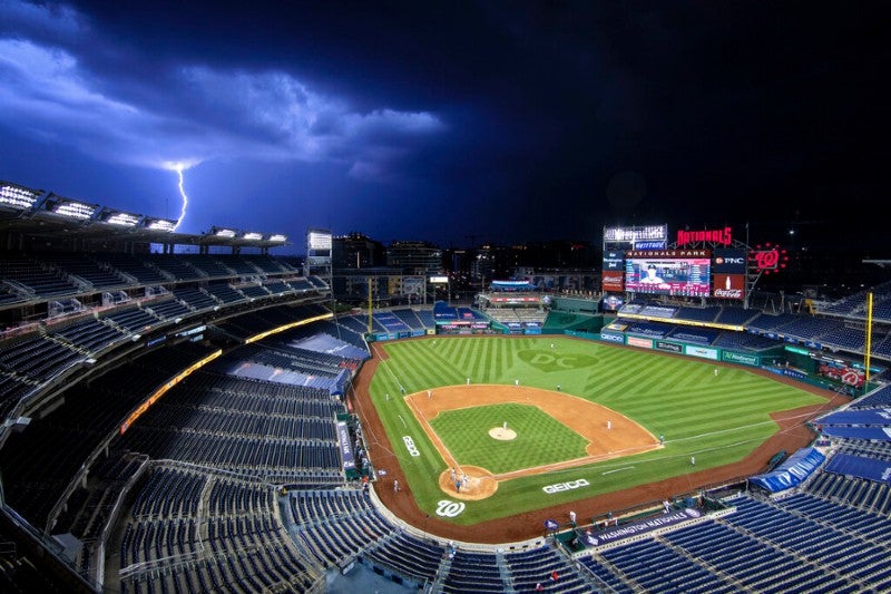 Un rayo cae cerca del Nationals Par en el regreso de la MLB