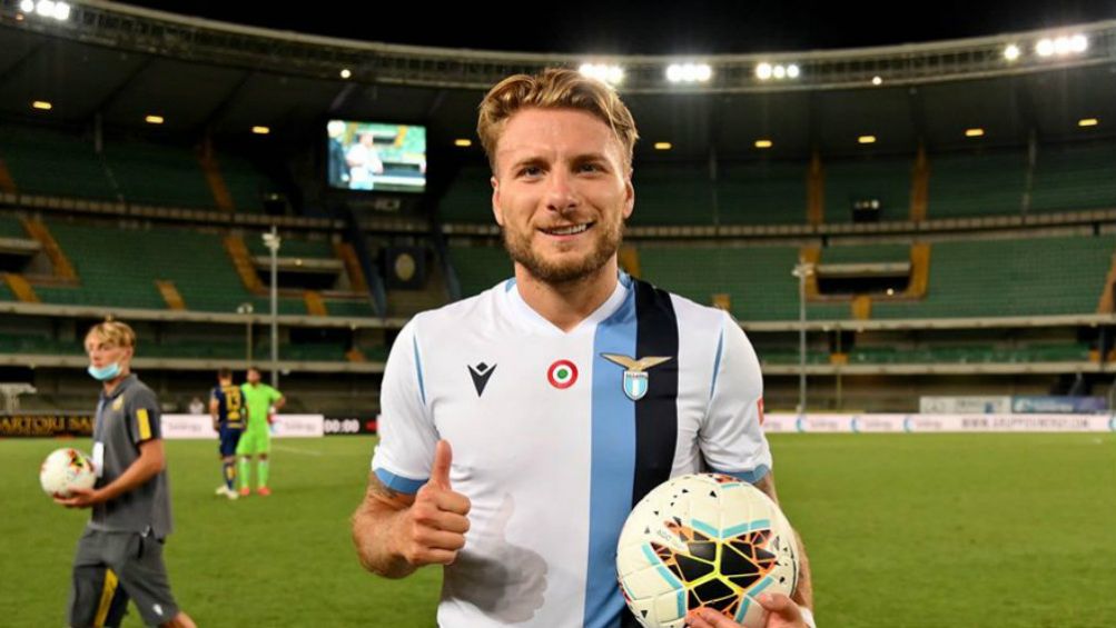 Ciro Immobile celebrando un triunfo con la Lazio