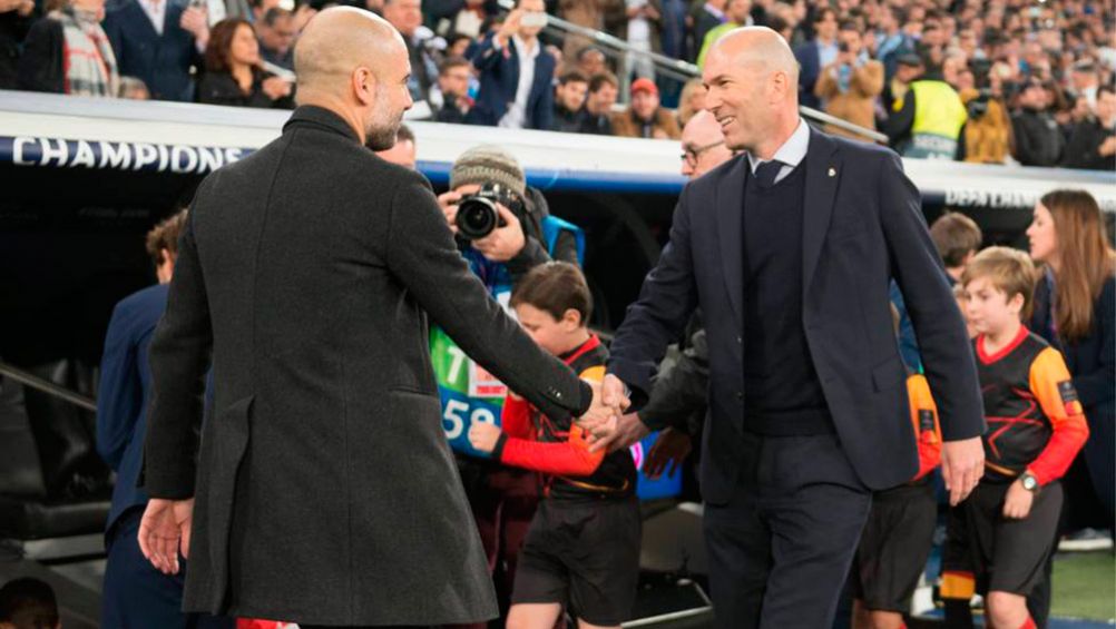 Saludo de Zidane y Guardiola antes de un juego