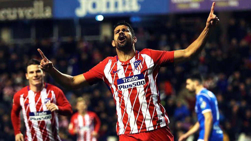 Diego Costa festeja un gol con el Atlético de Madrid 