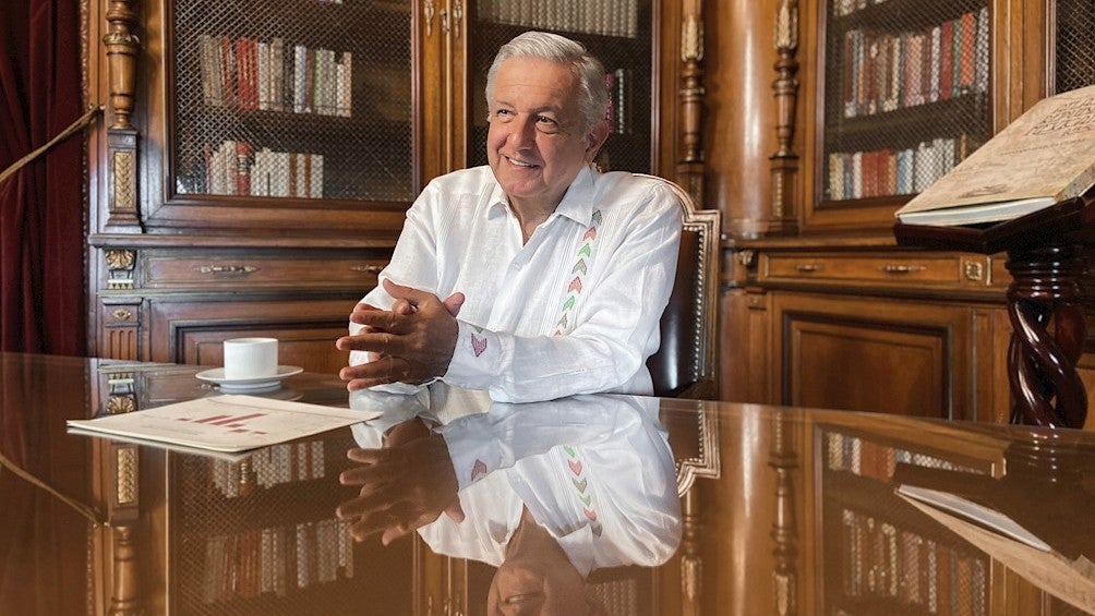 López Obrador en el Palacio Nacional en CDMX