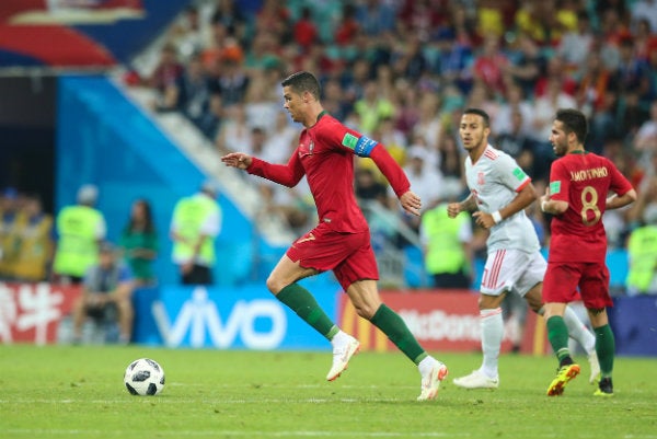 Cristiano Ronaldo durante un duelo entre España y Portugal