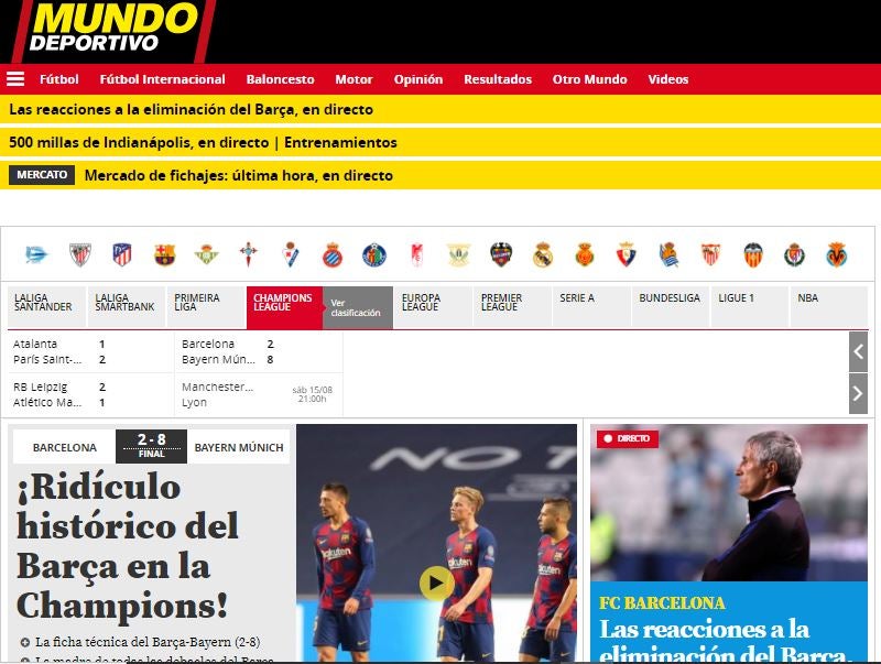 Portada en el portal de Mundo Deportivo