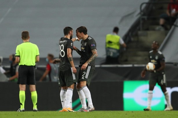 Pelea entre Victor Lindelöf y  Bruno Fernandes