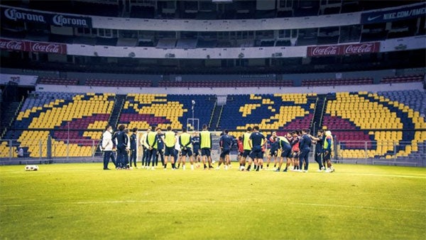 El América ya entrenó en el Azteca previo al partido ante Rayados