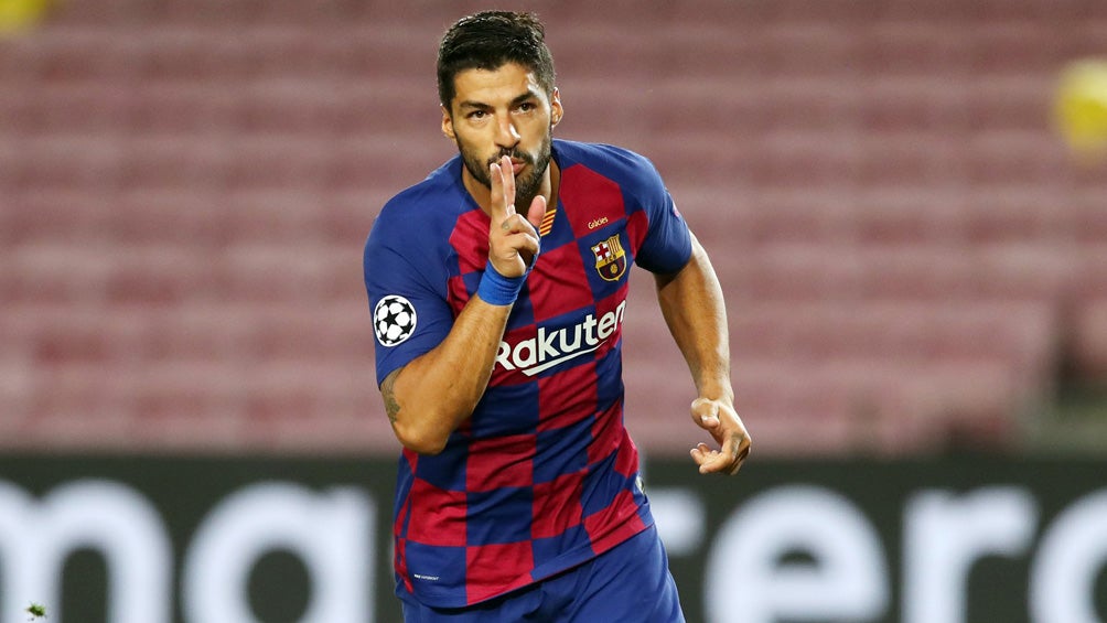 Luis Suárez celebra una anotación con el Barcelona 