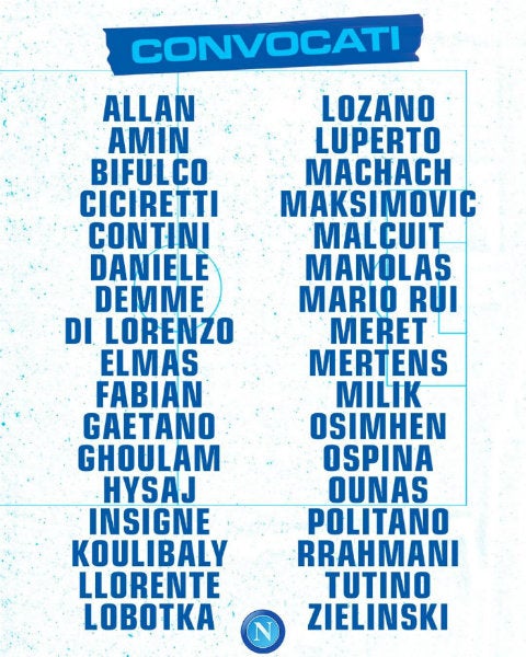 Convocatoria de pretemporada para el Napoli