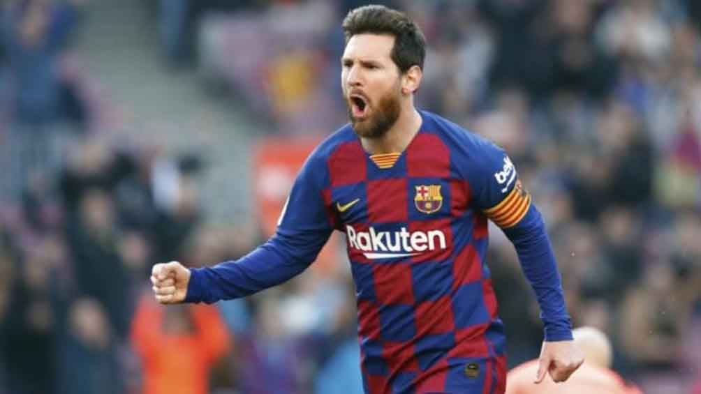 Messi celebrando un gol con el Barcelona