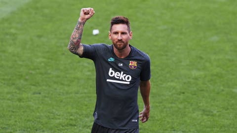 Lionel Messi durante un entrenamiento con Barcelona