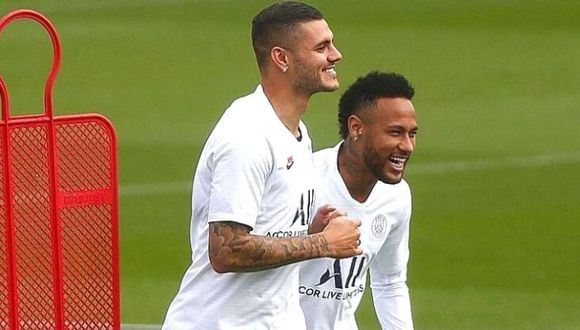 Icardi y Neymar Jr. durante un entrenamiento