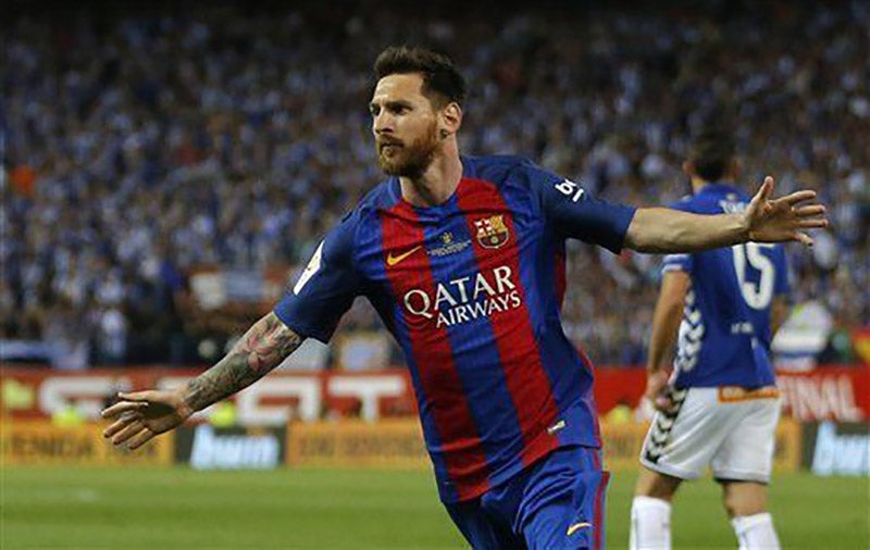 Messi festeja un tanto con los blaugranas