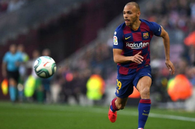 Braithwaite en juego con el Barcelona