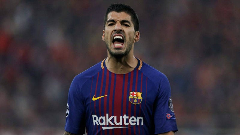 Luis Suárez en festejo de gol