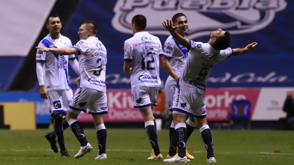 Puebla en festejo de gol