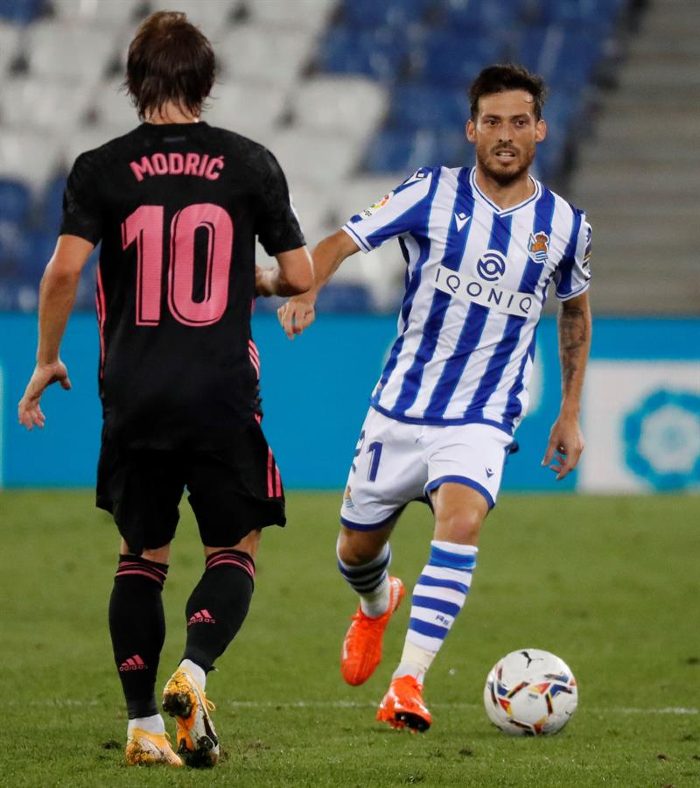 David Silva en el juego ante el Real Madrid 