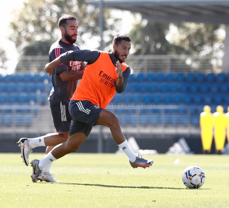 El futbolista belga en un entrenamiento del Madrid