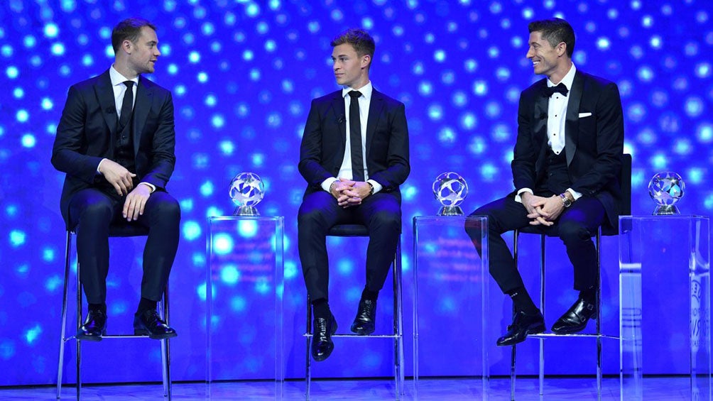 Neuer, Kimmich y Lewandowski, en la gala de la UEFA 