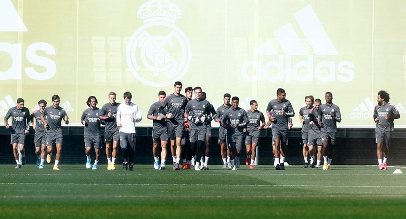 Jugadores del Real Madrid durante un entrenamiento 