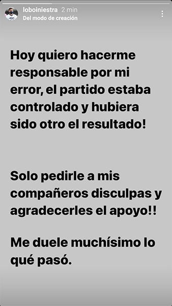 La disculpa que publicó el jugador de Pumas 