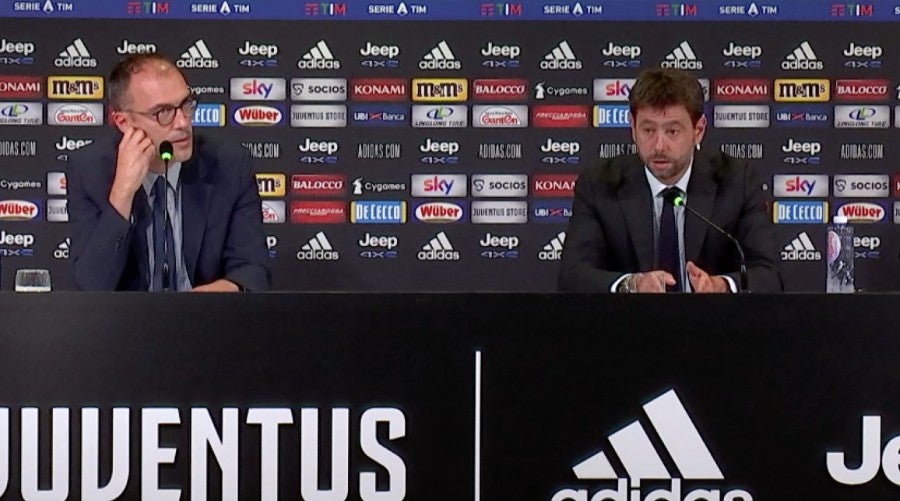 Andrea Agnelli y Luca Stefanini en conferencia de prensa