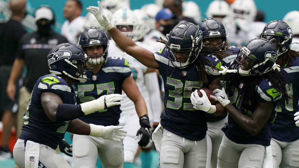 Seahawks en festejo de TD