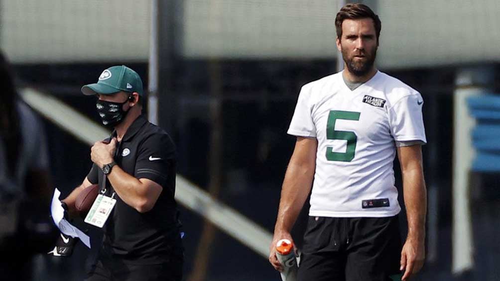 Joe Flacco, en una práctica de los Jets