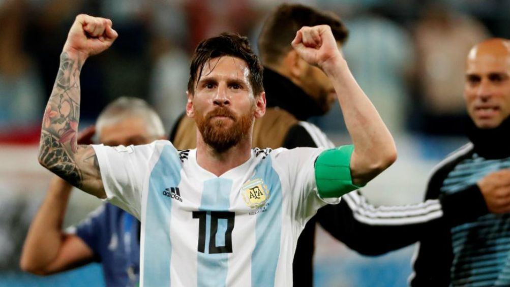 Lionel Messi en festejo con Argentina