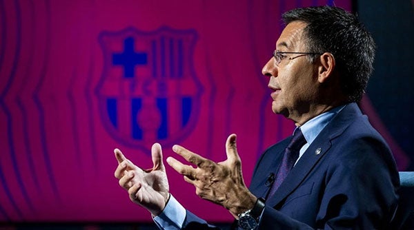 Josep María Bartomeu durante un evento con Barcelona 